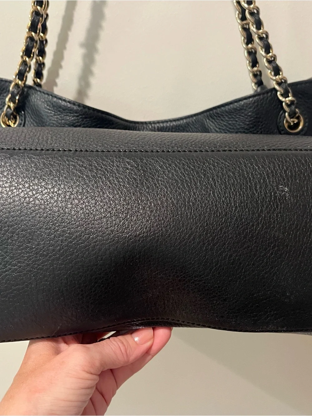 Tory Burch Black Leather Chain-Handle Shoulder Tote